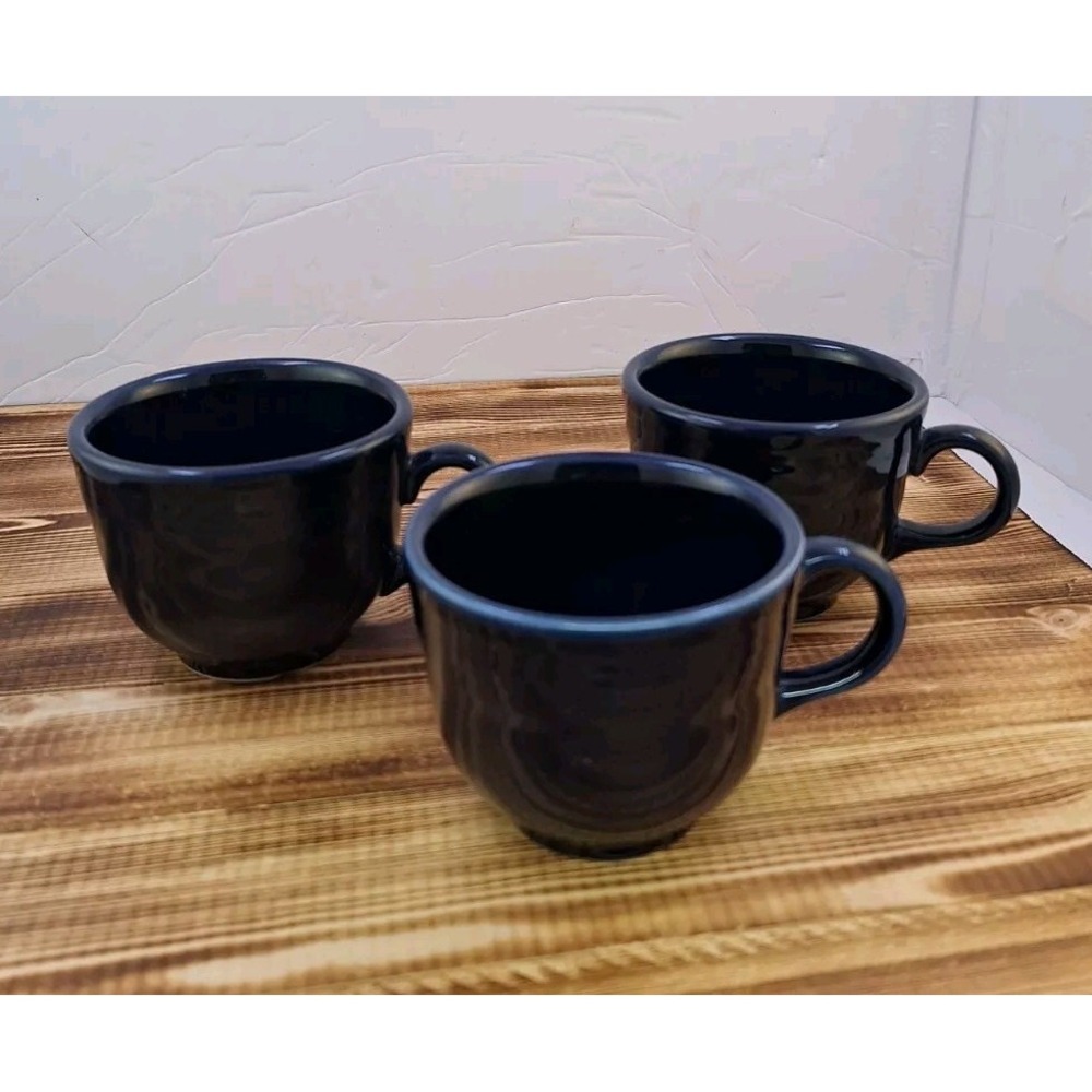 X3 Fiestaware Post'86 Cobalt Blue Cups Coffee Tea Fiesta Set